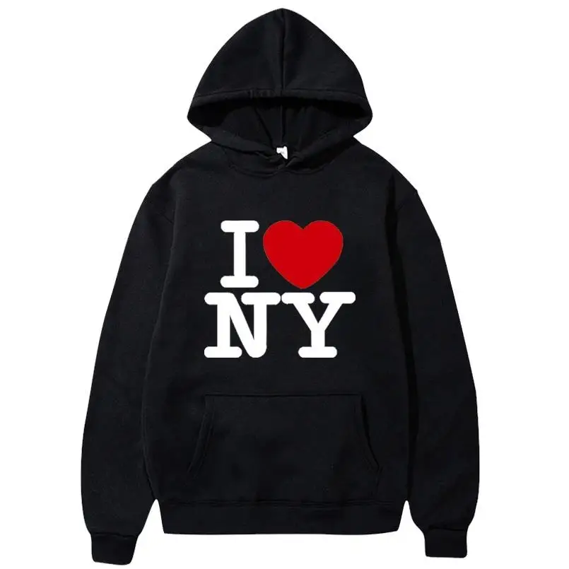 Street Fashion In New York - I Love New York Pritned Hoodies