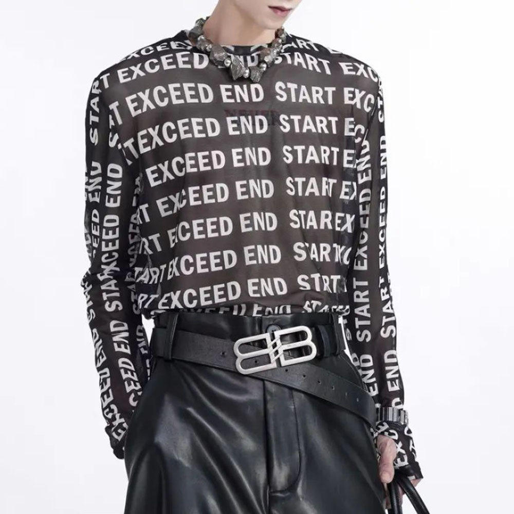 Street Fashion For Boy - Heren Tops Mode Brief Print Mesh