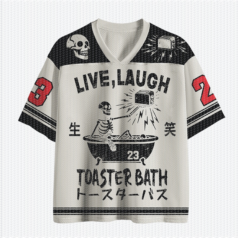 Street Fashion Jersey - V-hals wit zwart kleurblok mesh jersey