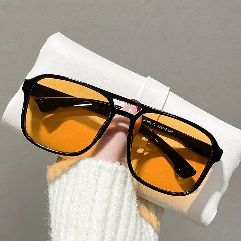 Street Fashion Glasses - Vierkante dubbele bruggen zonnebril dames retro