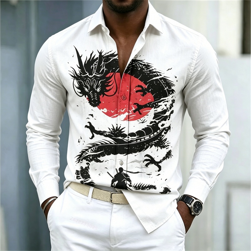 Street For Fashion - 2026 Nieuw Herenoverhemd Wit Zwart Rood