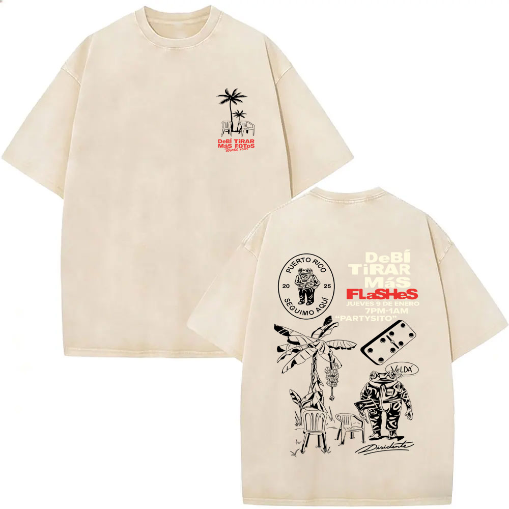 Foto Street Fashion - Gewassen Vintage Rapper Bad Bunny T-shirt