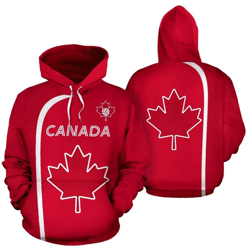 Street Fashion Canada - Canada Hoodie Esdoornblad 3d Bedrukte Hoodie