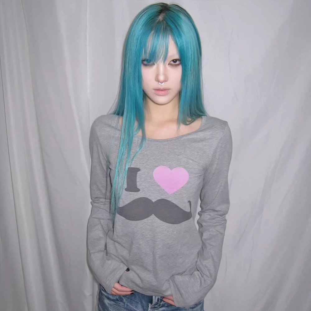 Japanse Y2K Baard Print T-shir - Street Fashion Harajuku recensie en prijs